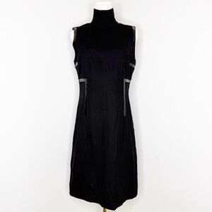 Akris Punto Black Wool Sleeveless Dress Mock Neck US 8
